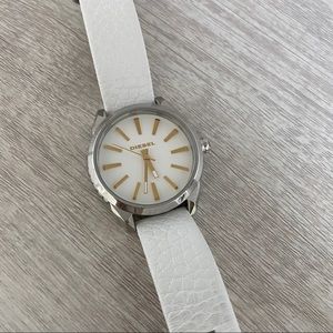 Diesel White Leather Ladies Watch